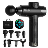 Sejoy Portable Fascia Gun Tissue Massager 12 Speeds Lightweight Body Massage with LED Touch Screen 8 Replaceable Massage Heads